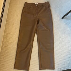 Aritzia Brown Faux Leather Pants